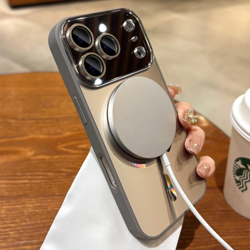 Luxury Laser Magsafe Magnetic Circle Soft Frame Phone Case with Lens Protective Cover