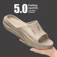 Trendy Men's Slippers Summer Thick Bottom Casual Indoor Outdoor Use EVA Material Cross-Border New Style One-Line Drag Slippers