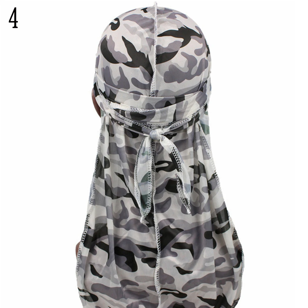 Mode Camo Heren Zijdeachtige Durags Tulbandprint Heren Zijden Durag Hoofddeksels Hoofdband Haaraccessoires Piraat Hoed Golven Lompen