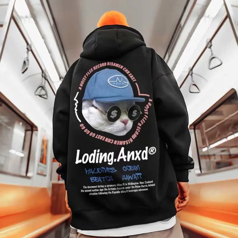 Hooded Sweater Men's Trendy Brand Large Size M-8XL Men's Autumn And Winter Style Plush And Thick Fat Hip-hop Pullover Jacket