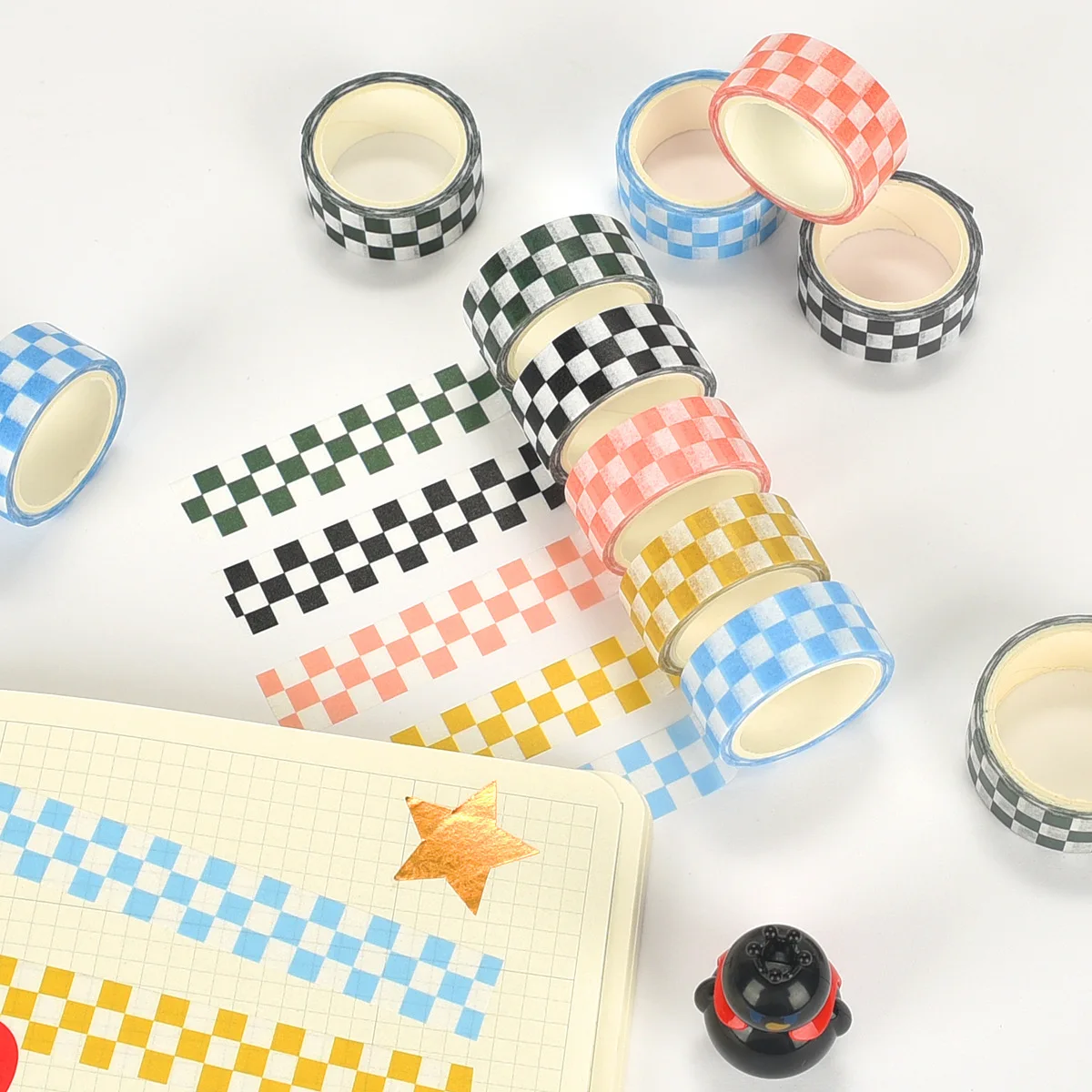 Grid Pattern Decorative Washi Tape for DIY Crafting and Bookkeeping
