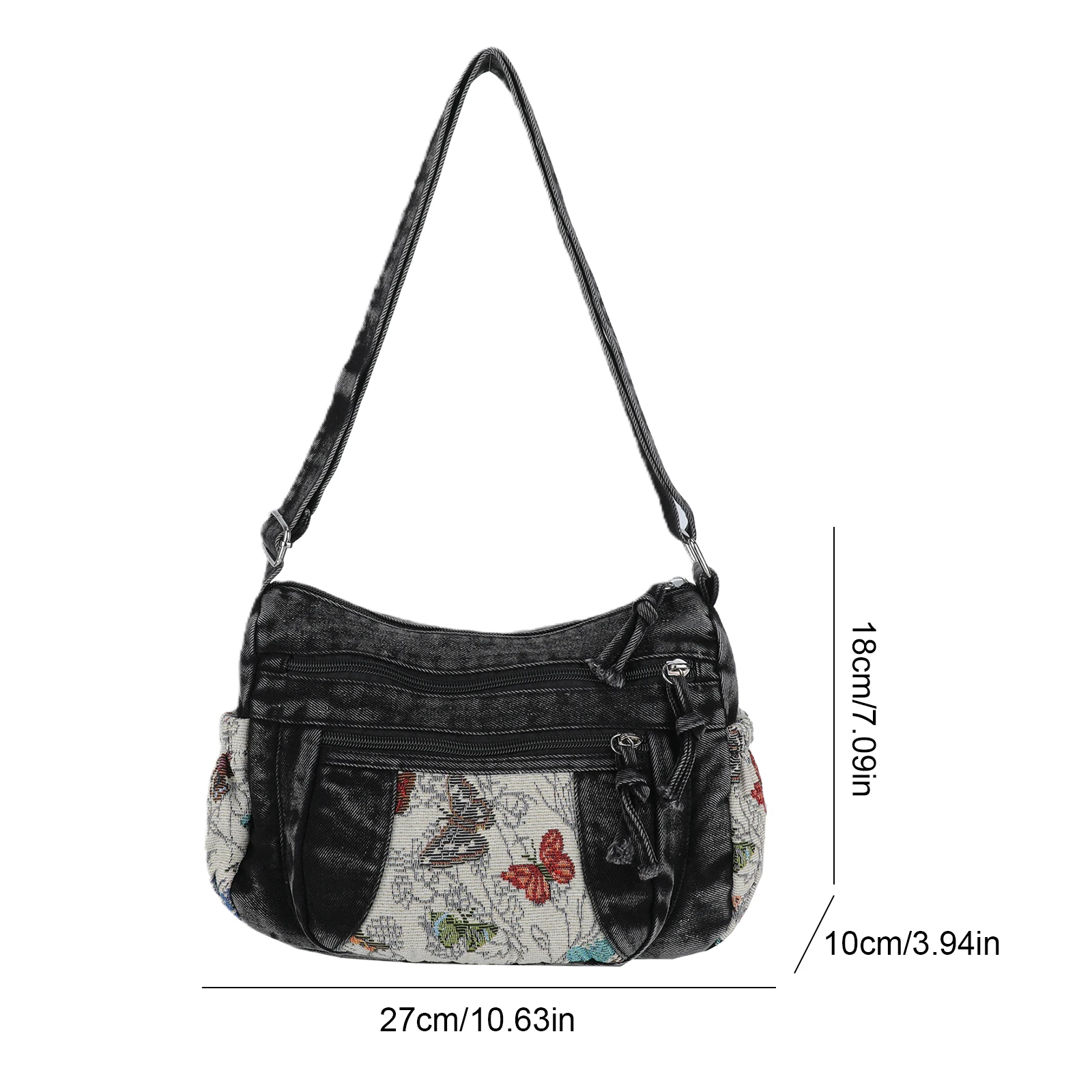 Denim Shoulder Bag Large Tote Bag with Adjustable Strap Crossbody Bag for Women Work Shopping Travel