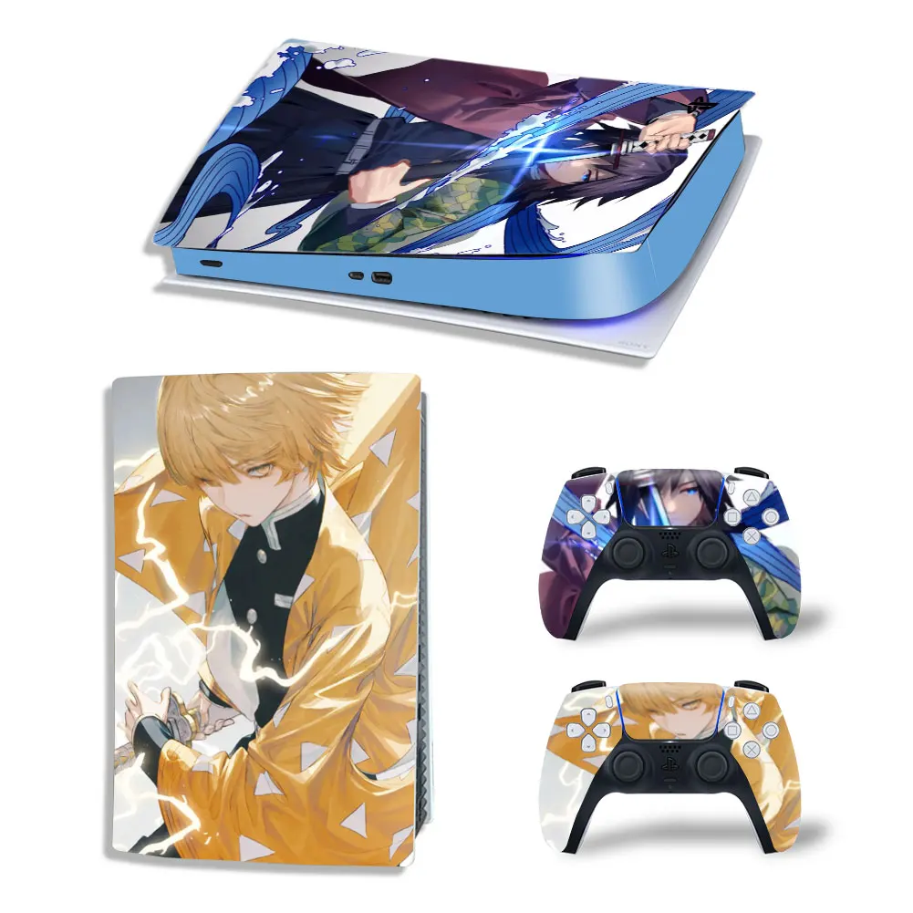 Demon Slayer Tanjiro PS5 Digital Edition Skin Decal Cover for PlayStation 5 Console and 2 Controllers PS5 Skin Sticker Vinyl 