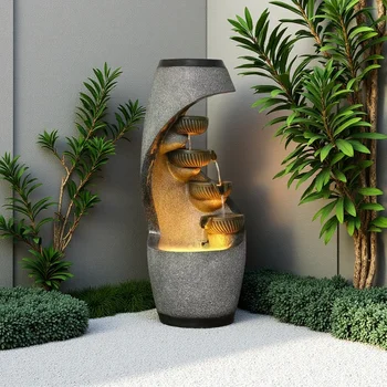 Modern indoor fountain resin cascade waterfall features fashion artificial wall decoration living room home decoration