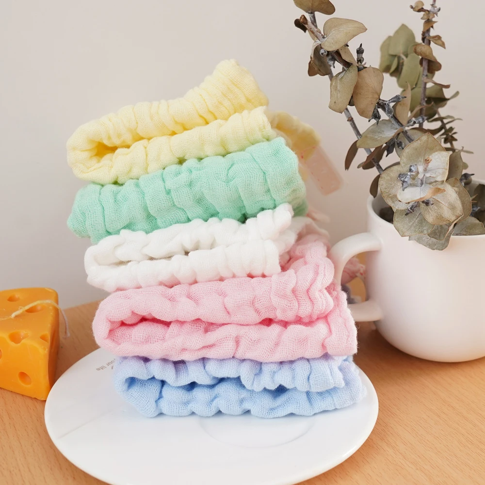 Kangobaby #My Soft Life# 5pcs Pack Breathable Muslin Cotton Baby Face Towel Plain Color Newborn Burp Cloth 25x25cm