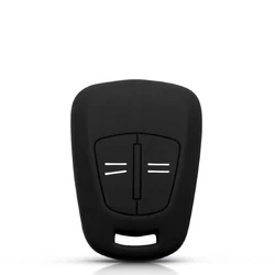 Silicone Car Key Case Cover - 2 - Button Protective Shell for Various Opel & Vauxhall Models (Black)