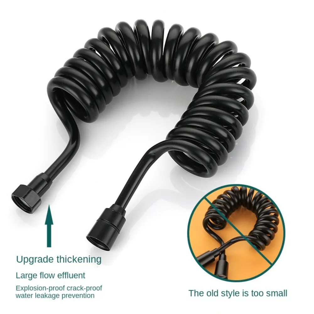 Useful Telephone Line Style Spring Shower Hose Flexible Large Flow Bath Sprayer Connect Pipe Retractable Water Plumbing