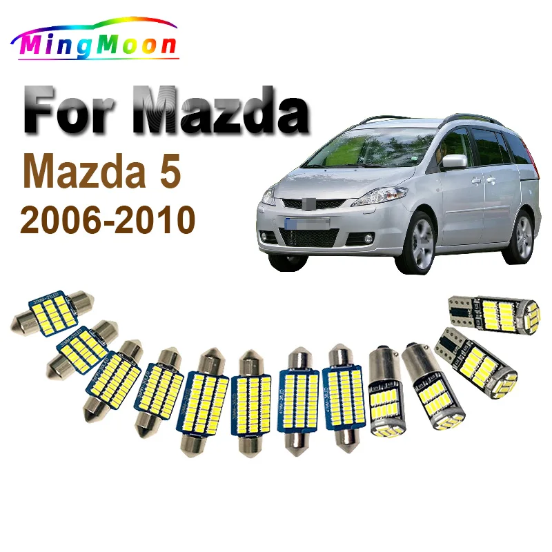 

10Pcs Canbus For Mazda 5 2006 2007 2008 2009 2010 Map Reading Dome Trunk License Plate Lamp Car LED Interior Light Kit