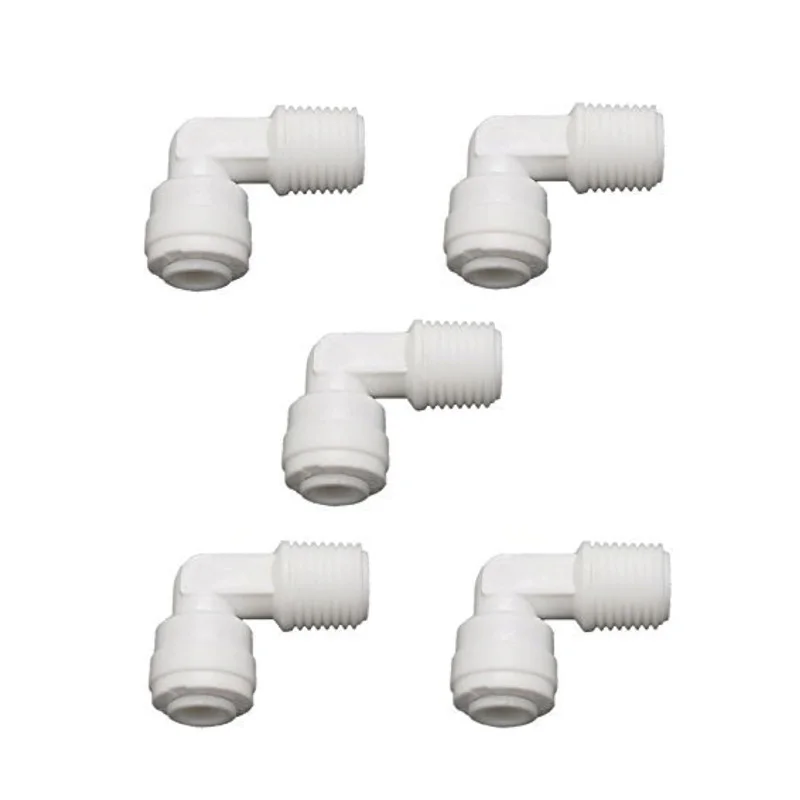 RO Water Tube Fitting 1/4 inch Male Thread to 1/4 inch Tube Elbow Quick Connect Reverse Osmosis Pack of 5
