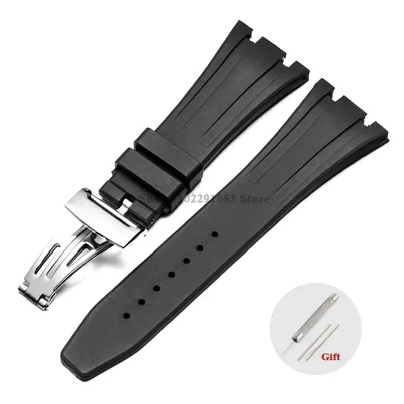 Premium 27mm Waterproof Rubber Watch Strap with Solid Butterfly Buckle