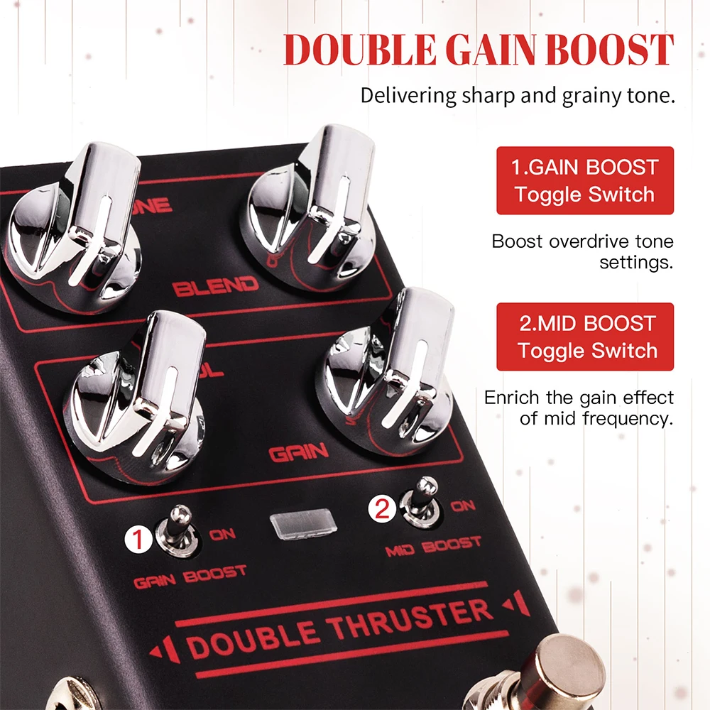 R-28 Bass Guitar Pedal Overdrive Effects with Independent Mid Frequency Double G