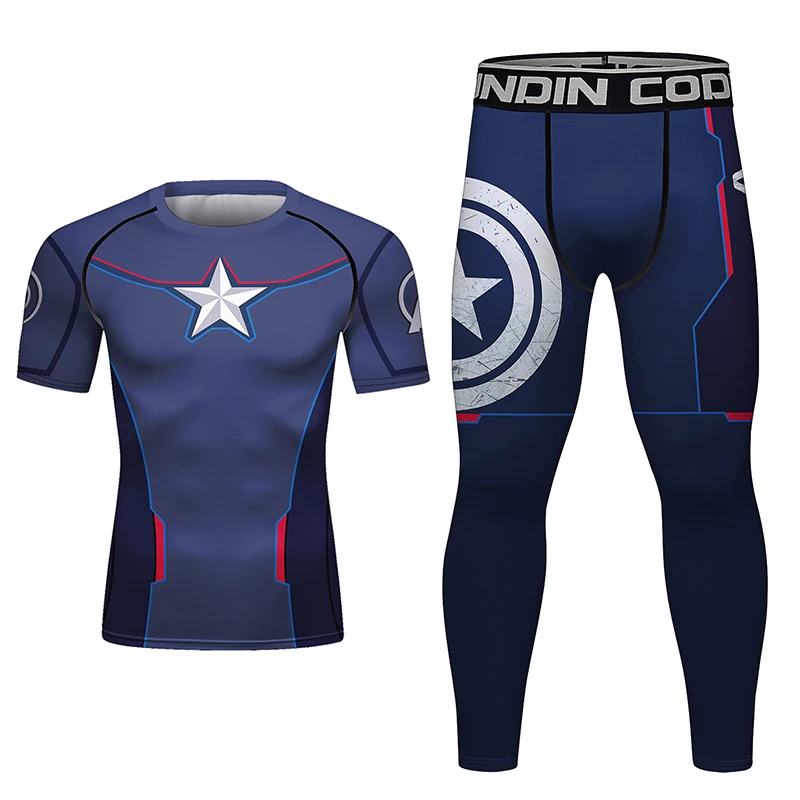 4PCS Sports Suit Bjj Jiu jitsu gi Rashguard T-shirt +MMA Shorts Muay Thai Pants Cool Boxing Grappling Wear Gym Running Clothing