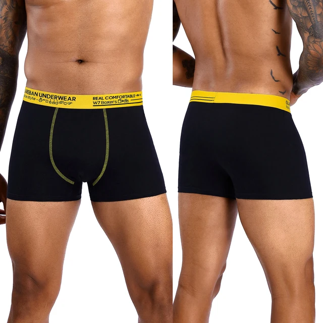 6 piezas,  Bóxer de algodón para hombre, ropa interior, calzoncillos de lujo, caja deslizante, 2024 3