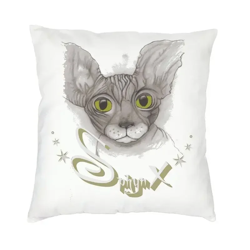 

Fashion Sphynx Cat Square Throw Pillow Cover Decoration 3D Two Side Printed Cartoon Anime Kitten Cushion Cover for Car