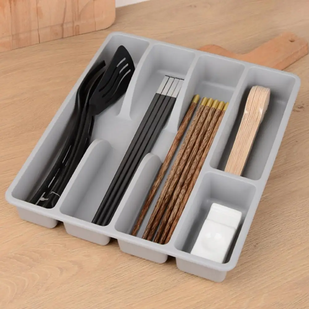 Cutlery Organizer Storage Box Storage Tray Cutlery Storage Box Classification Large Capacity Multi Compartments Utensil Organizer Tray Compact Drawer Utensil Caddy