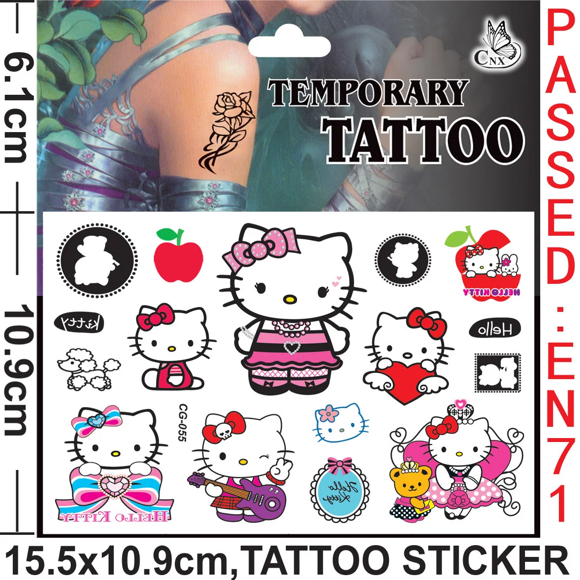 thumbnail image 1 of 5/2/1 Uds. Tatuaje de Hello Kitty pegatina decoración de cumpleaños pegatina impermeable Kuromii pegatina para el cuerpo Baby Shower niñas regalo fiesta suministros, 1 of 5