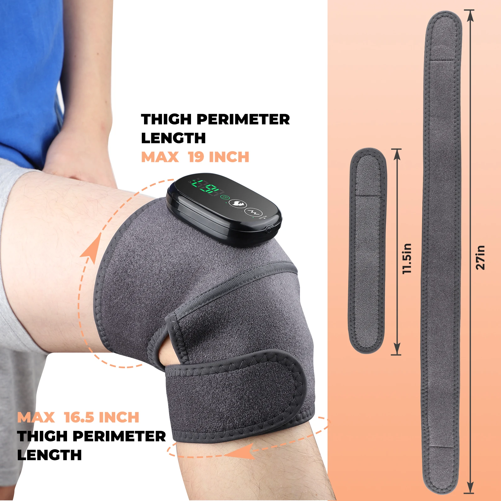 3-In-1 Knee Massage Belt Vibration 3 Levels Heating Wrap Braces Shoulder Knee Elbow Calf Massager Pad Muscle Relaxation Cordless