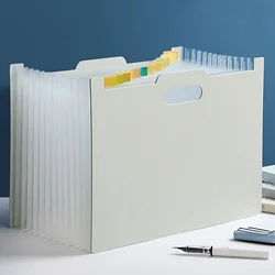 Sleek White Foldable A4 File Storage Box with Multipockets (WHITE)
