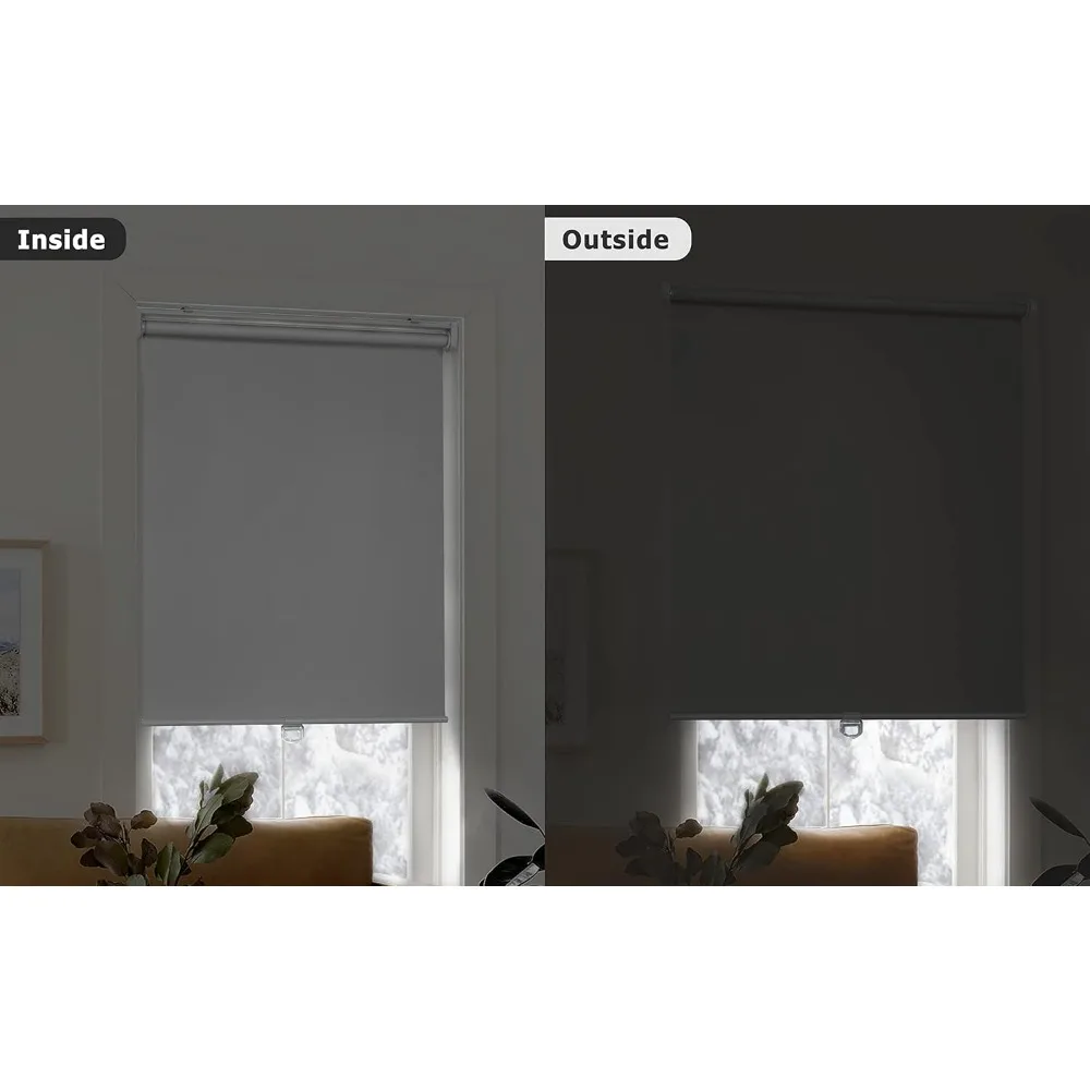 No Tools No Drill Cordless Roller Shades,100% Blackout Roller Blinds for Windows,Thermal Insulated UV Protection Waterproof Roll 4
