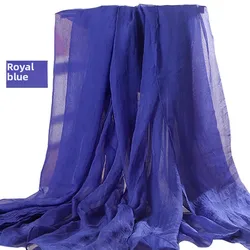 Elegant Ultra - Light Silk Scarf: Women's Red Sunscreen Beach Wrap Accessory - 70 x 170 cm (ROYAL BLUE)