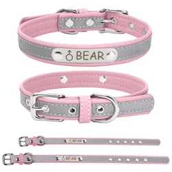 Personalized Engraved PU Leather Dog Collar - Custom Gift for Pet Lovers, Adjustable for All Dog Sizes (Pink)