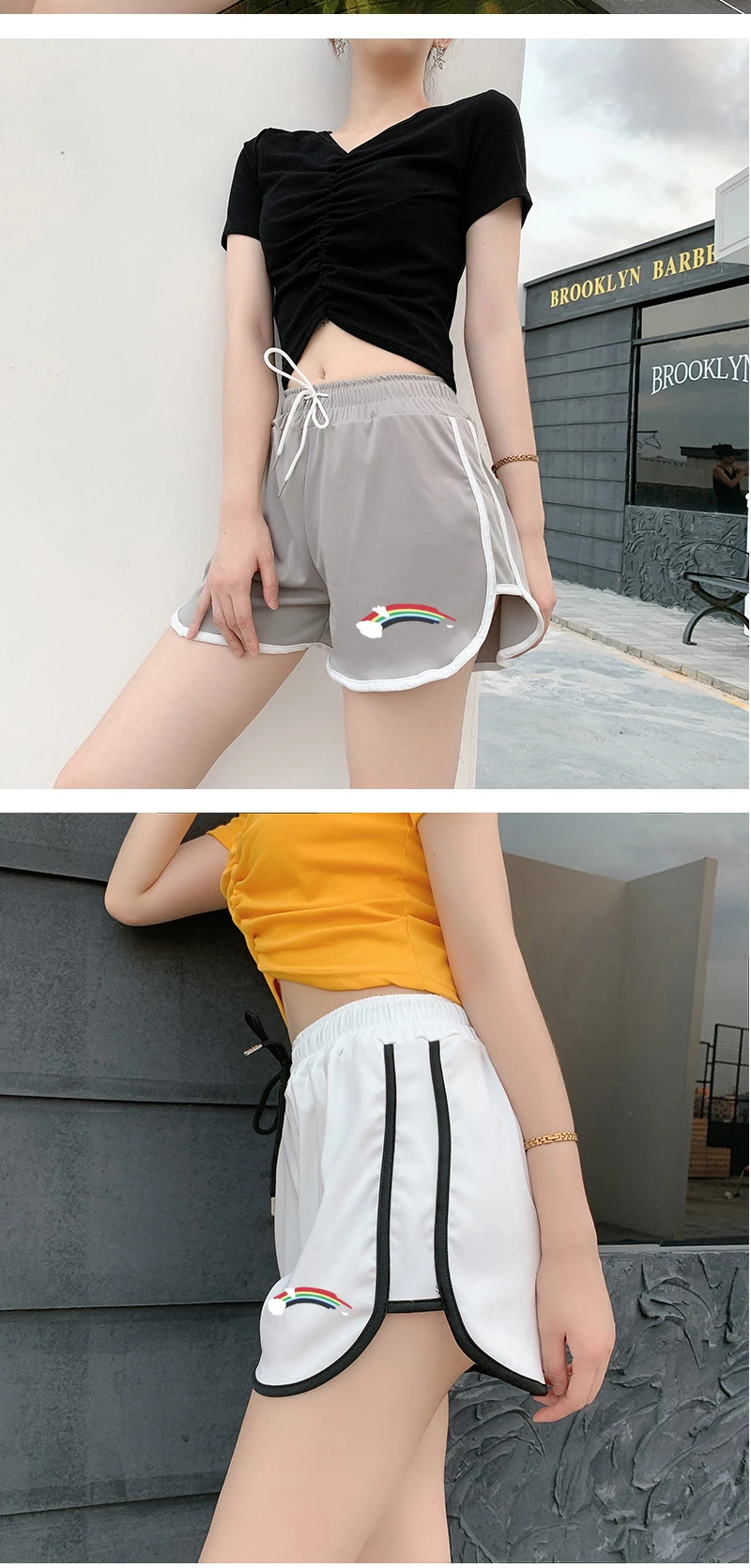 Korean Women's Shorts Summer Casual Loose Sports Sweatpants Beach Short Pants Female Elastic Waist Slim Shorts Body Fitness Gym high waisted shorts