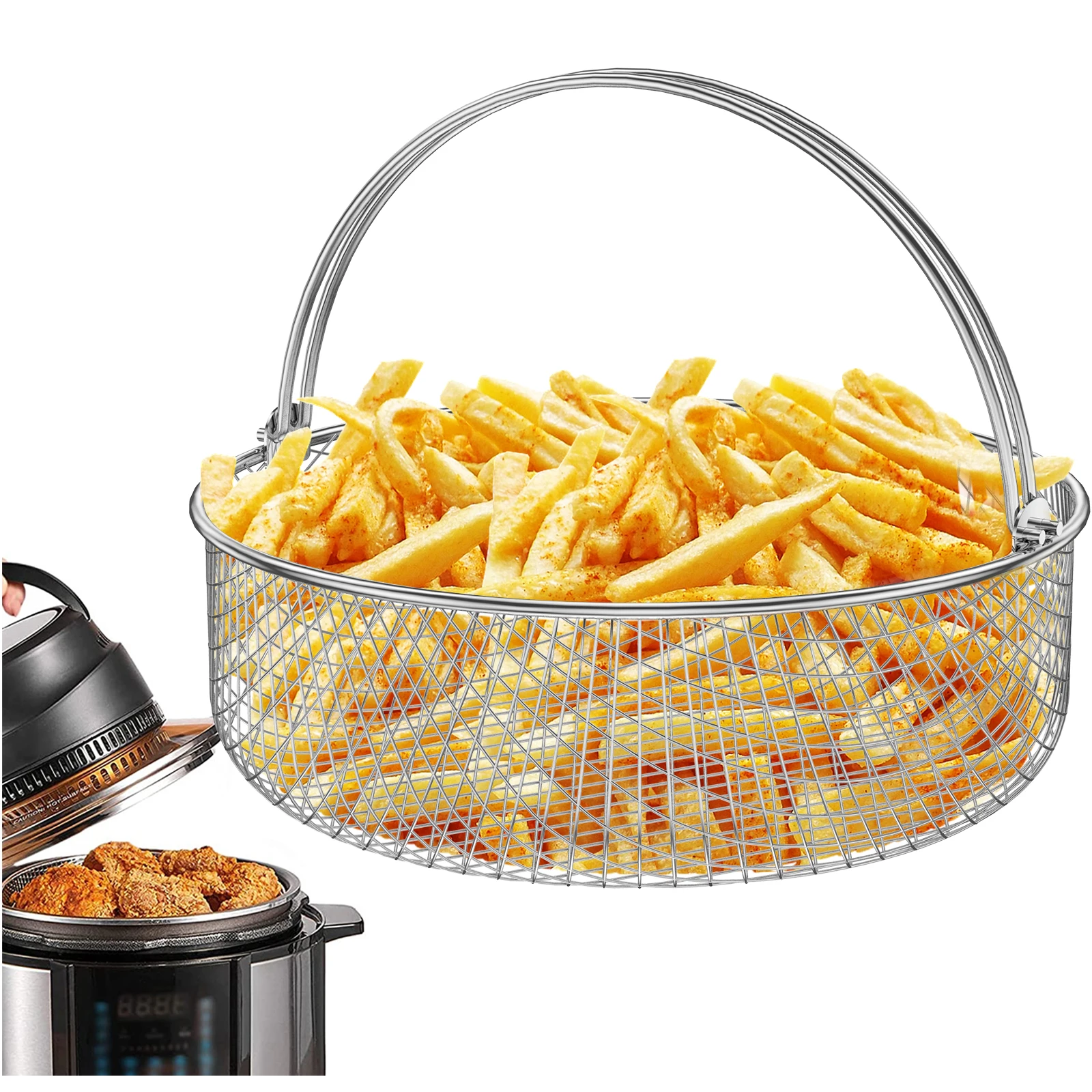 LALADEFIEE Cestino di ricambio per friggitrice ad aria calda con manico 20 x 20 x 6 cm per patatine di pollo