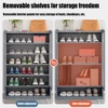 Shoe Storage Stand 8-Tier 3-Door Cabinet Freestanding Organizer Shoe Rack Dustproof Shelf 4