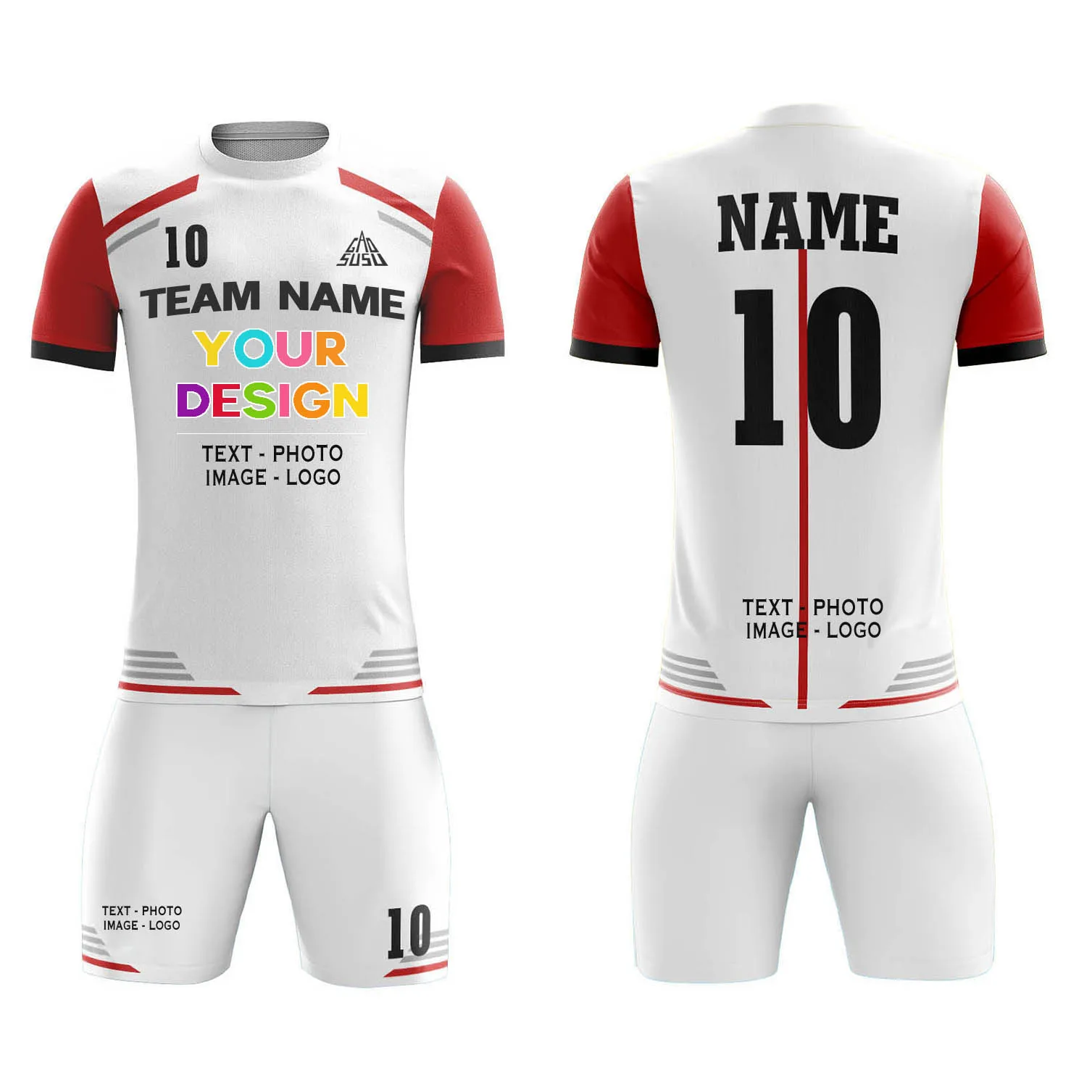 

Customized Men Women Kids Soccer Jerseys Set Comfortable Breathable High Elasticity Sublimation Printed Crew Neck Short Sleeve