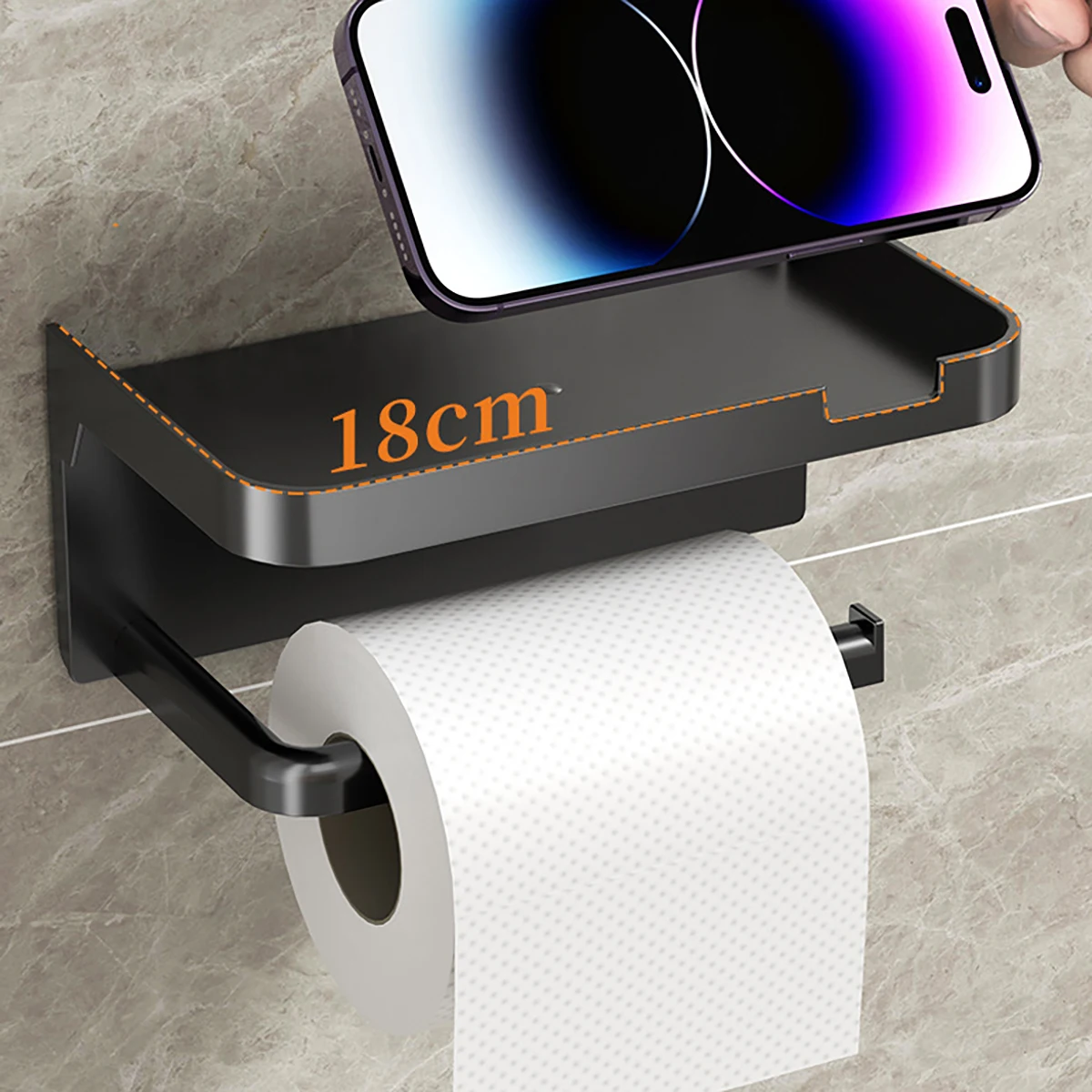 1PCS Wall Mounted Storage Rack Toilet Paper Holder No-Punch Roll Organizer - Bathroom Storage Accessories