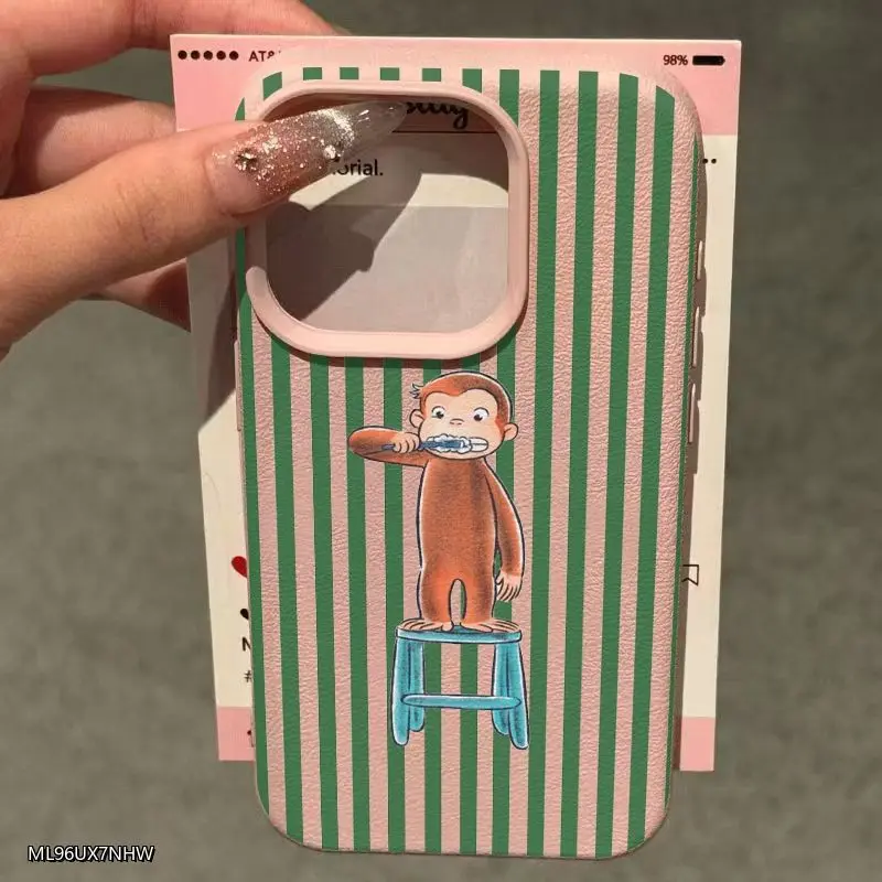 Whimsical Green Striped Monkey Phone Case Cover