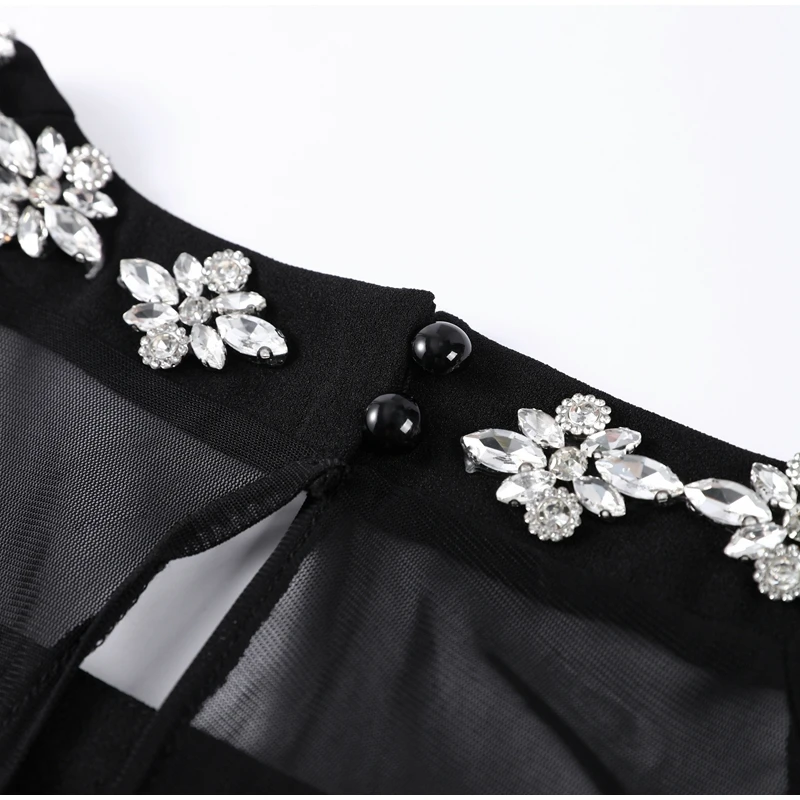 Embellished Mesh Patchwork Waist Crunch Dress 7 Sa13b54cb00574139b991e1650b9b0a81K