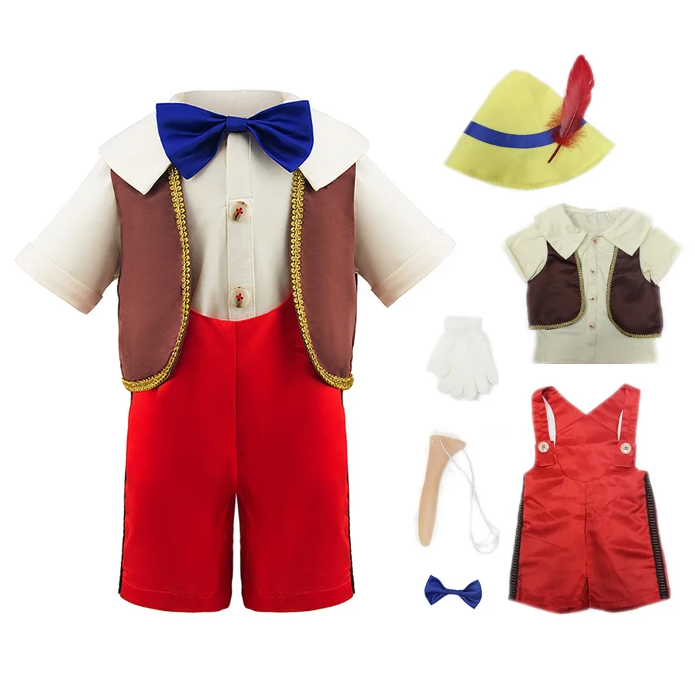 

Puppet Costume for Boys Cosplay Fairytale Character Puppet Costumes Long Nose Boy Dress up Halloween Costume