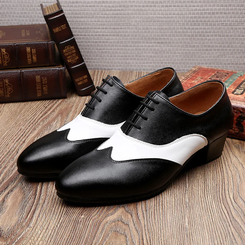Leather Men Modern Dancing Shoes GYM Ventilate Ballroom Latin Dance Shoes Sports Adult Formal Dress Square Banquet Male Sneakers