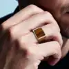 Vnox – chevalière de 14mm pour hommes, en acier inoxydable, forme géométrique avec pierre naturelle, élégante et belle bague