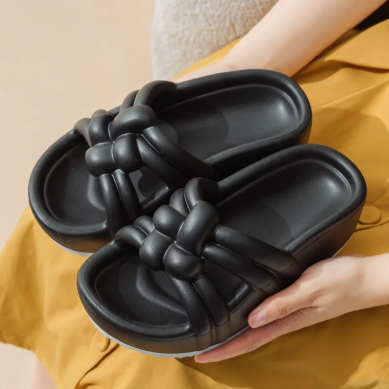 Super Light EVA French Summer New Little Fragrant Style Ladies Outwear Platform Slippers Fashion Sandals Home Non-slip Slipper