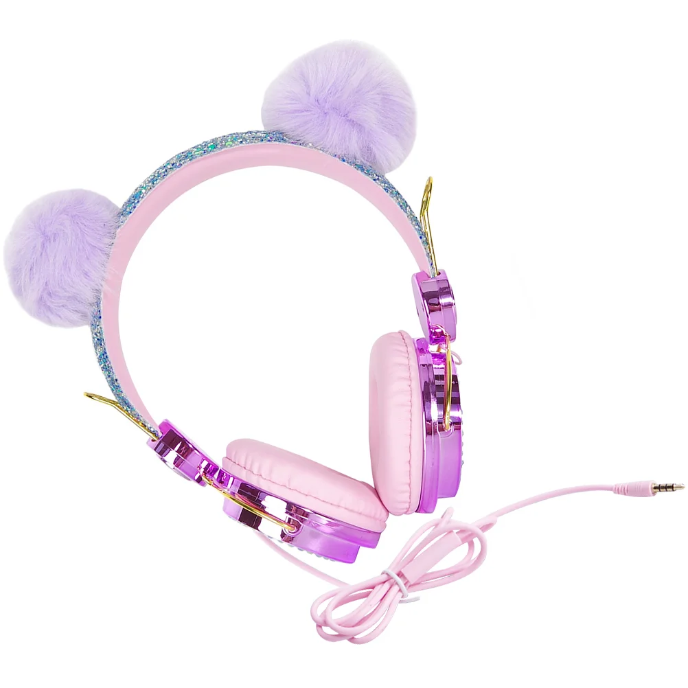 

Kids Headphones With Microphone Wired On- ear Headsets For Children Boys PC Cellphone ( Purple )