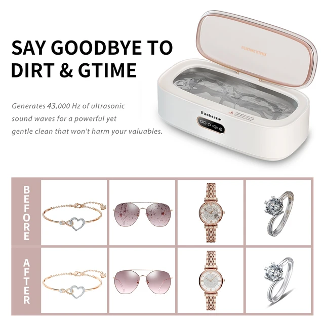 300ML Jewelry Ultrasonic Cleaner Touch Operation 43kHz High Frequency MultiFunction 360° Deep Cleaning Box For Glasses Watches 2