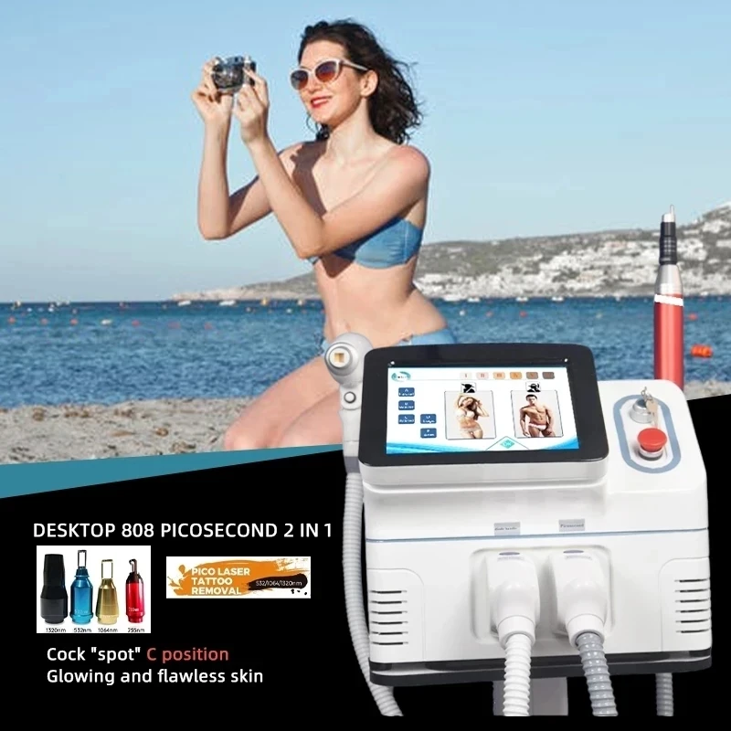 

2000W Two In One 808nm YAG 1064 808 755 Three Wavelength Painless Diode Hair And Tattoo Black Spot Removal Equipment