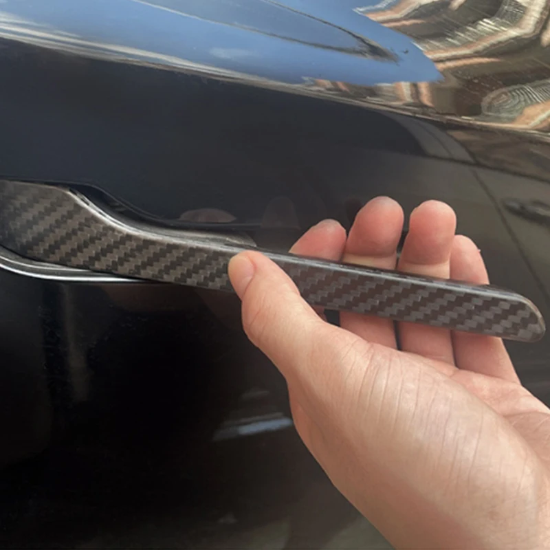 Cubierta de manija de puerta de fibra de carbono Real, accesorios para Tesla Model 3 Y 2017-2023, Marco adhesivo, embellecedor Exterior, kit de carrocería