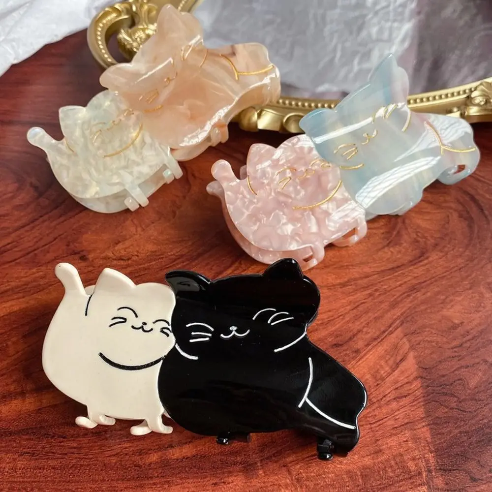 

Patchwork Acetate Cat Shark Clip Cute Animal Cartoon Large Size Smile Face Daily