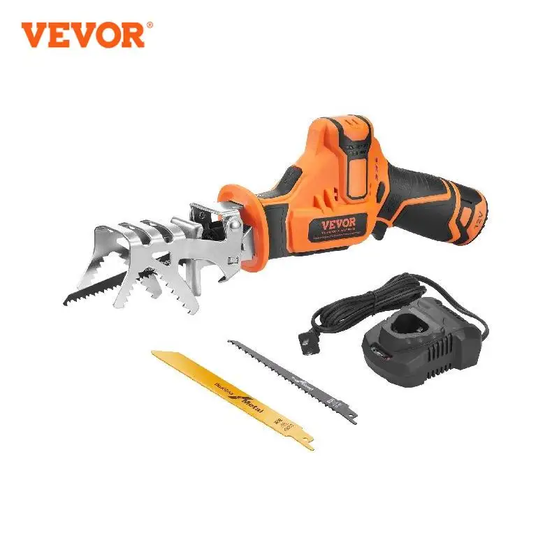 VEVOR 0-2700RPM Cordless Reciprocating Saw Variable Speed 0.8in Stroke Fast Cutting 12V 45 Mins Fast Wireless Charging внешний аккумулятор baseus power bank magnetic wireless fast charging 10000mah 20w white ppcx010202