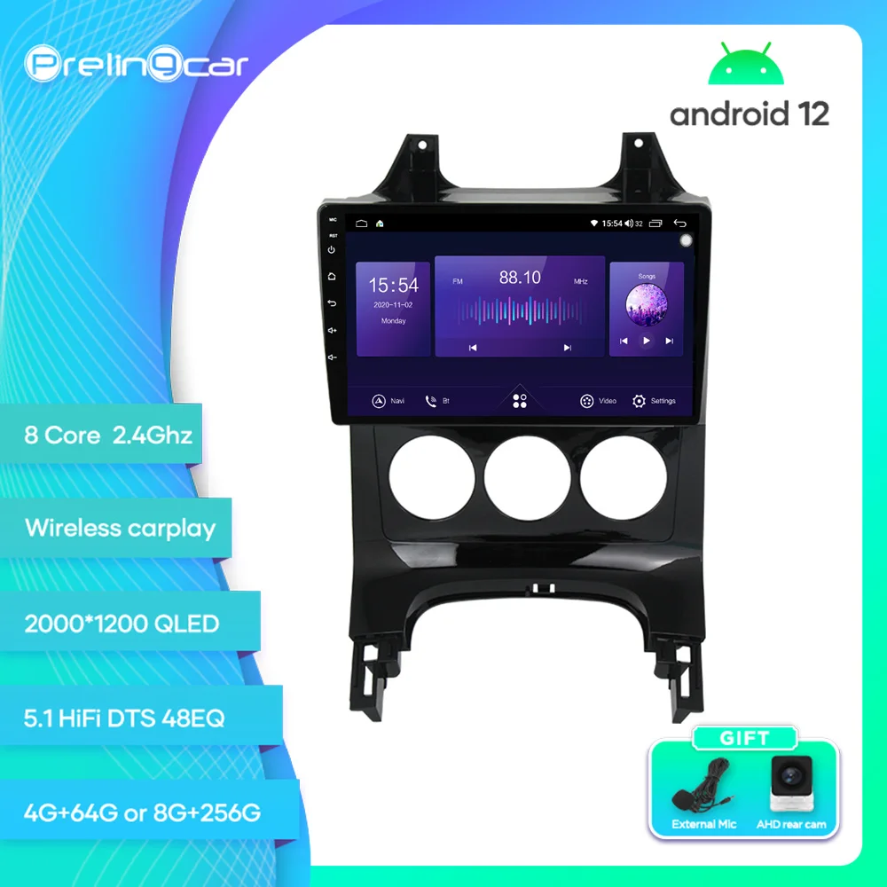 

Prelingcar For Peugeot 3008 2009-2015 Android 12 Car Monitor 8 256g Carplay RDS GPS Built 2din Radio DVD Player 5.1 DTS