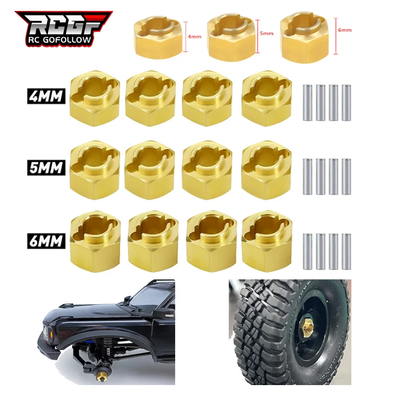 Rcgosfollow Ottone Trx4M Extender Per Ruote Esagonali 4Mm/5Mm/6Mm Di Spessore Per 1/18 Rc Car Crawler Trx4-M Bronco Defender Parti Di Aggiornamento