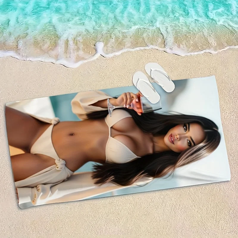 현대적인 여름 비치 타월, 빠른 건조 흡수성 직사각형 타월, 여행, 해변, 캠핑, 욕실, 가족 파티용