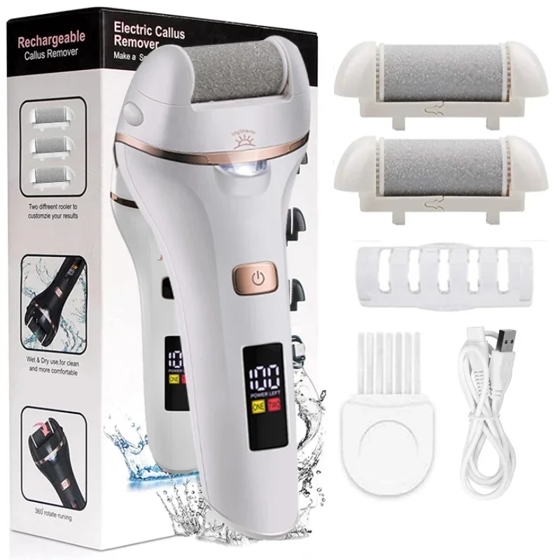 

Rechargeable Electric Foot Rasp Electric Pedicure Foot Sander Waterproof 2 Speeds to Eliminate Feet Dead Skin and Calluses