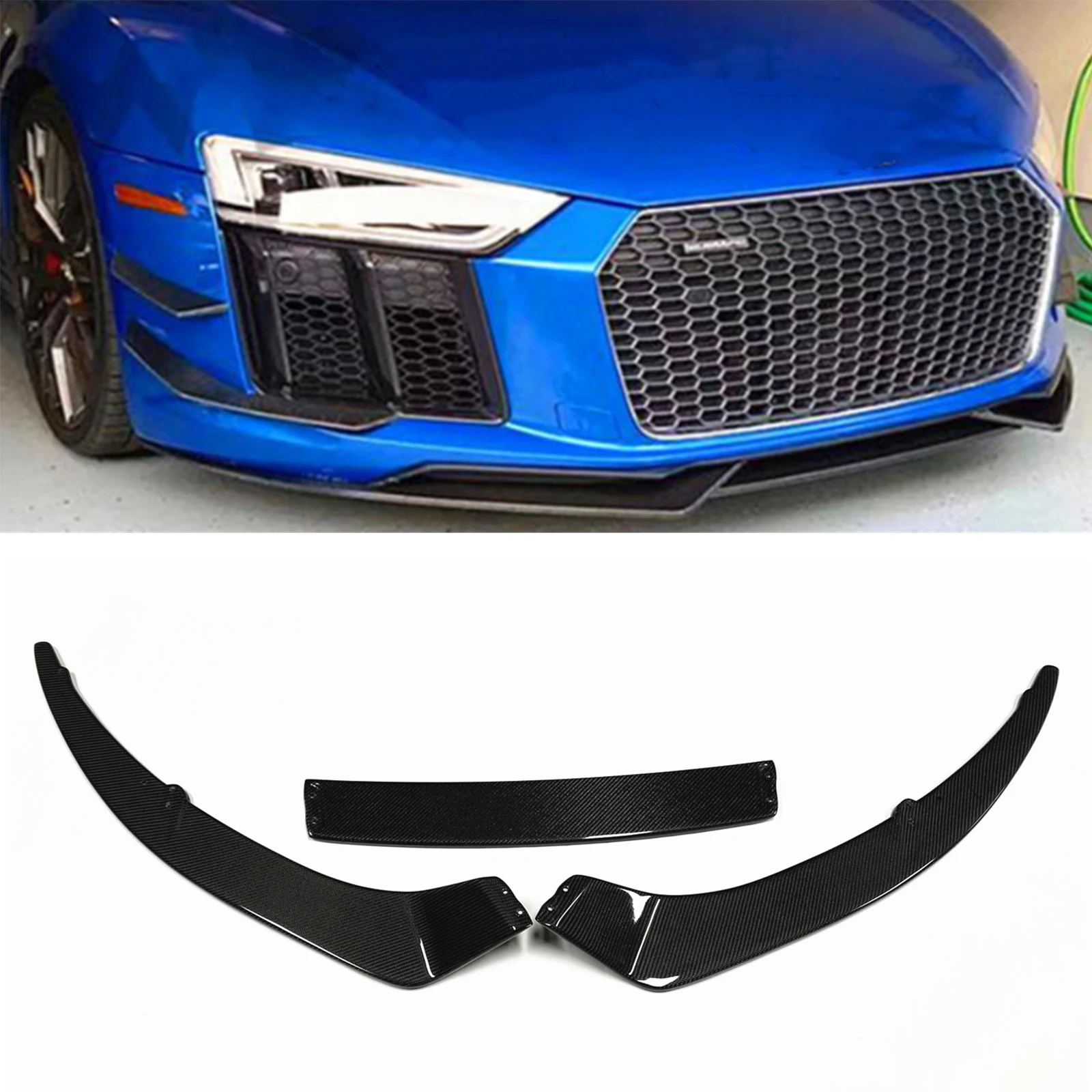 Paraurti Anteriore Spoiler Lip Trim Per Audi R8 2016-2019 Luxury Real Carbon Fiber Car Lower Splitter Guard Plate Blade Lippe Body Kit