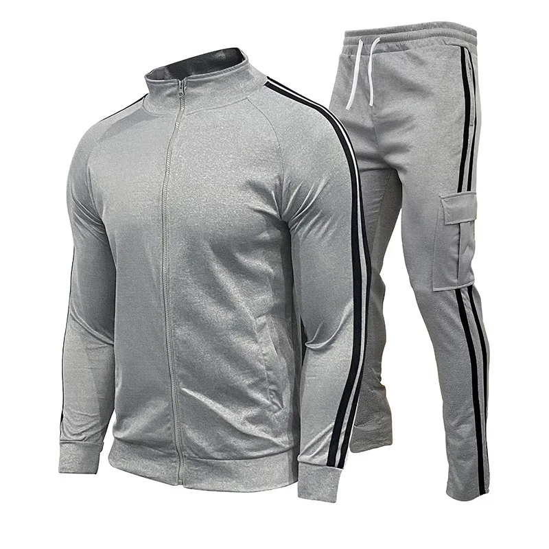 2022 Spring New DAIWAFishing LOGO Men's Zipper Cardigan Jacket + Sports Pants Suit Striped Running Gym Basketball Jogging 2-Piec Men's Sets Men's Sets