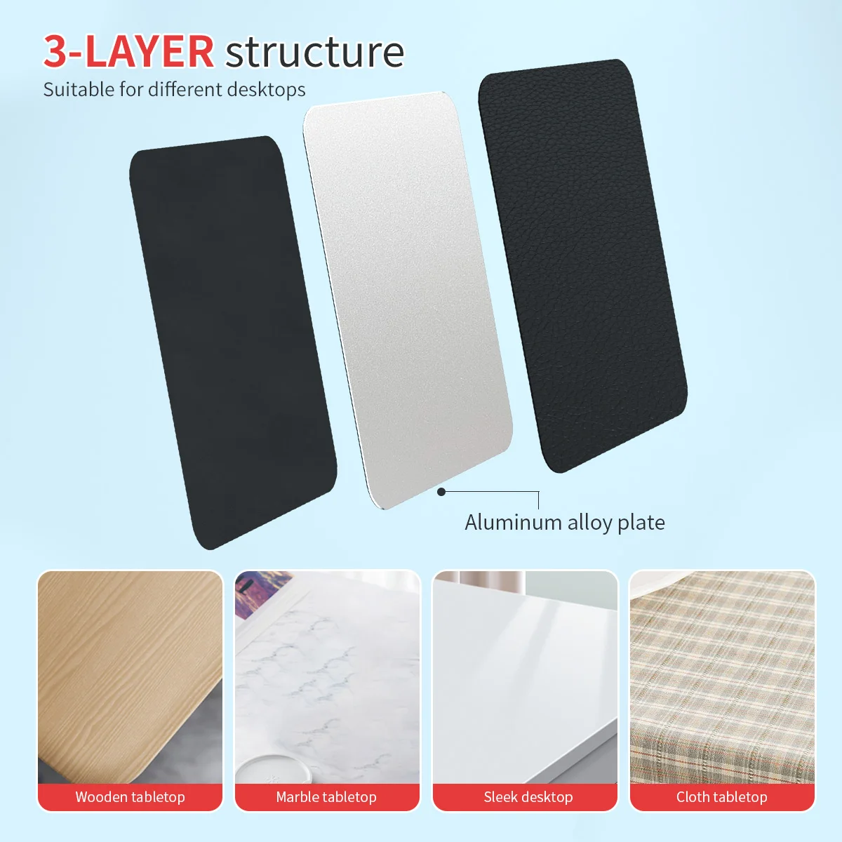 Metal Duro Mouse Pad com Anti-slip Pads Base de Alumínio pu Duplo Lado Disponível Lavável Fino Mousepad Transporte Rápido Pacote - Imagem 4