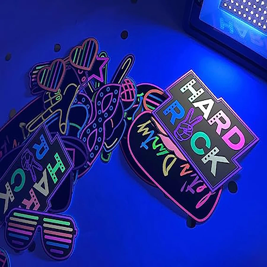 Glowing neon photo booth props with sticks that let us glow in the dark 16 party photo props party supplies fav